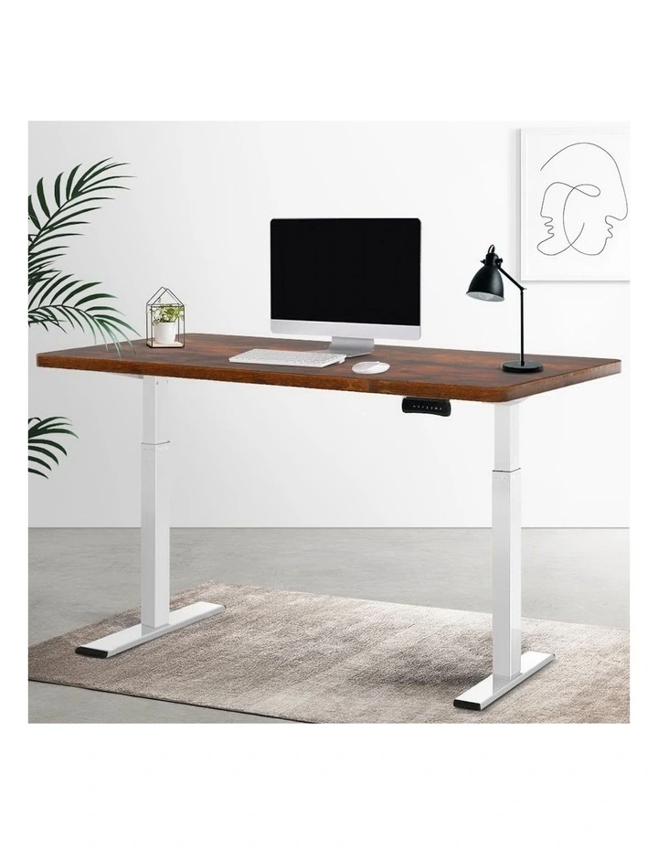 Artiss Sit Stand Desk Motorised in White/Brown
