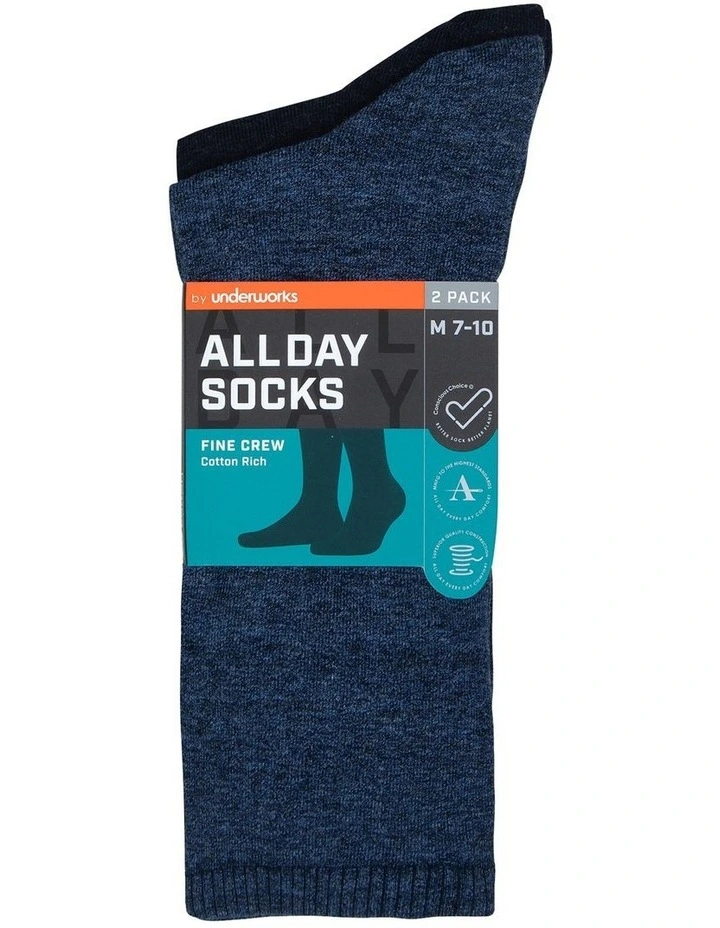 Fine Cotton Socks 2-Pack in Navy