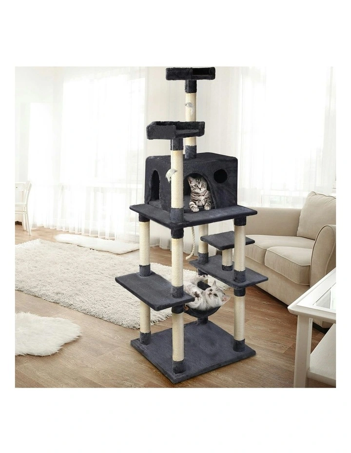 Tower Scratching Cat Tree 184cm in Dark Grey