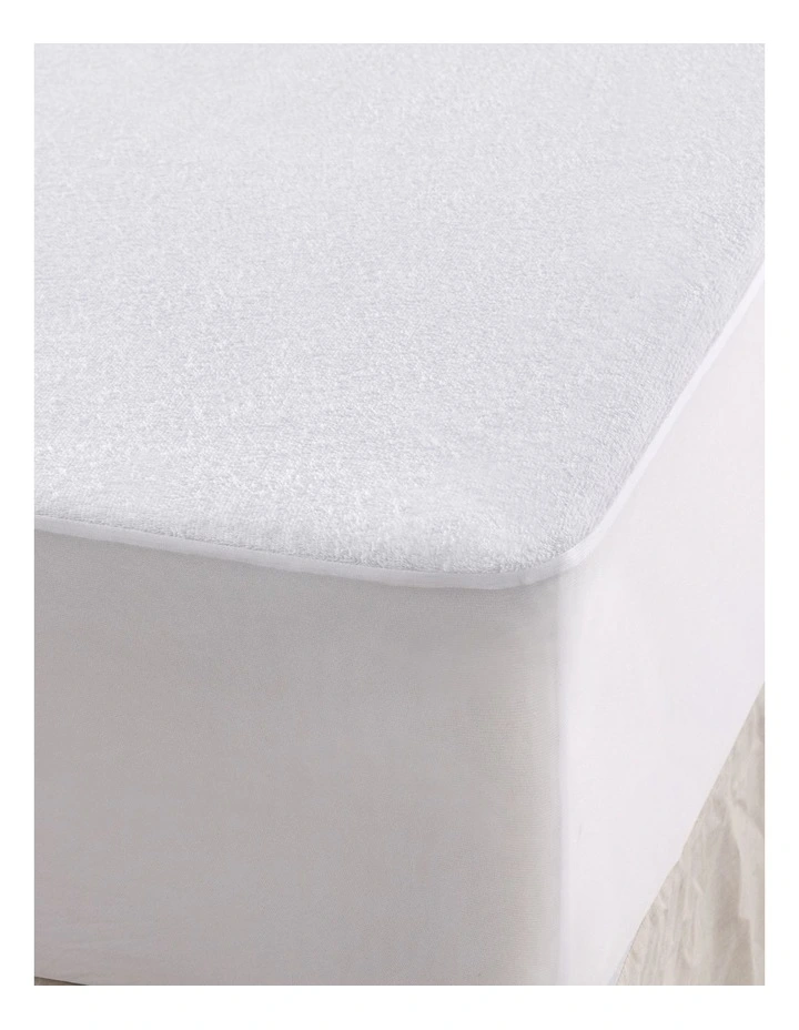 Bamboo Terry Waterproof Mattress Protector in White