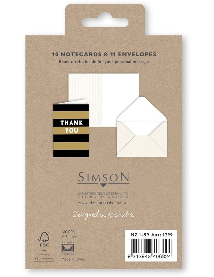 Note Cards Box of 10 Thank You in Multi