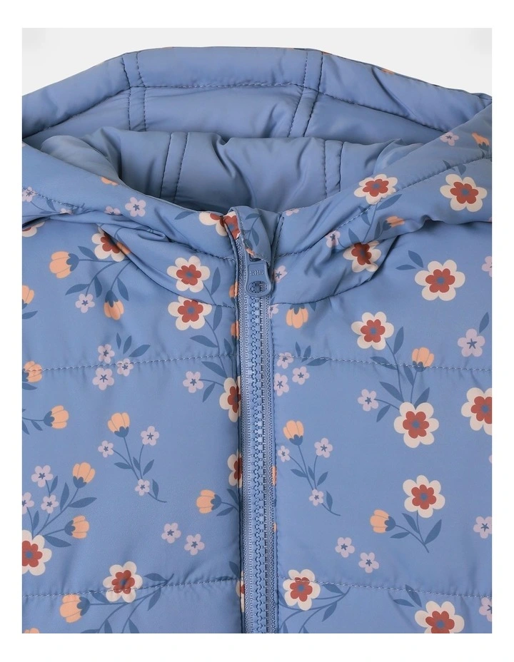 Reversible Lined Puffer Jacket in Light Blue