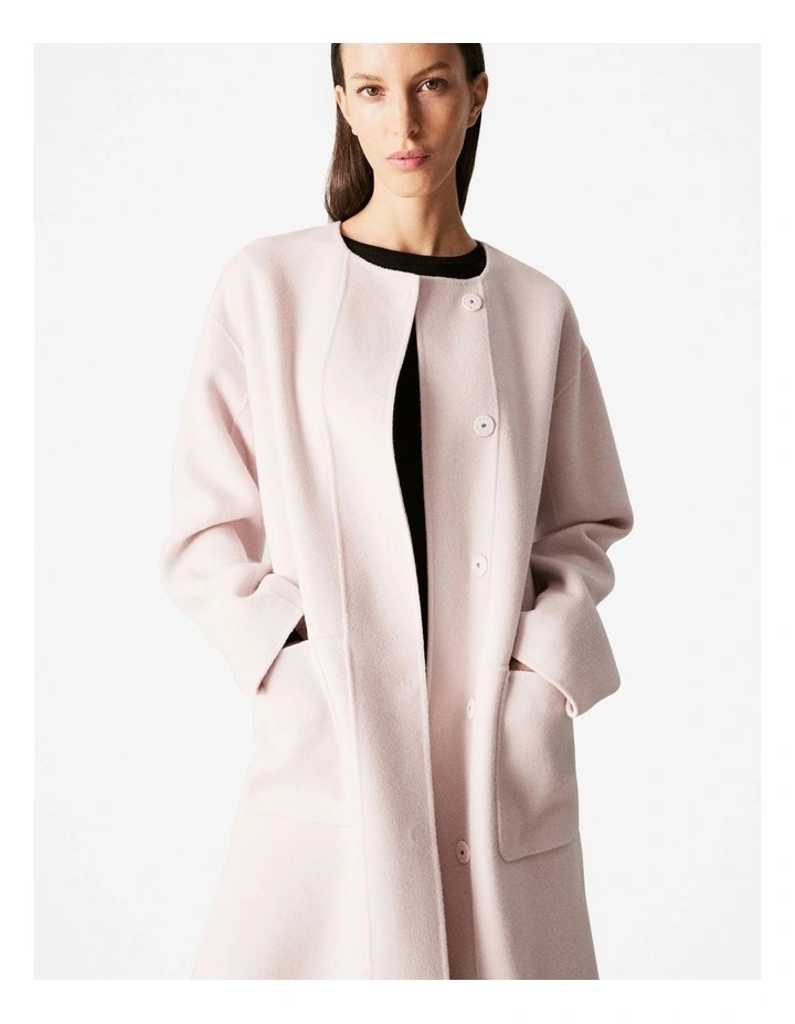 Double Faced Wool Pocketed Classic Coat in Lilac Tint