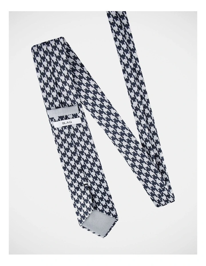 Houndstooth Poly Tie Navy