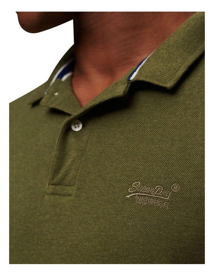 Classic Pique Polo Shirt in Thrift Olive Marl