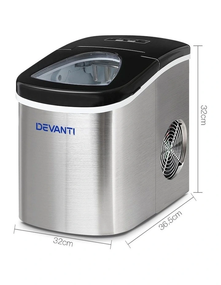 Devanti 2.4L Stainless Steel Portable Ice Cube Maker