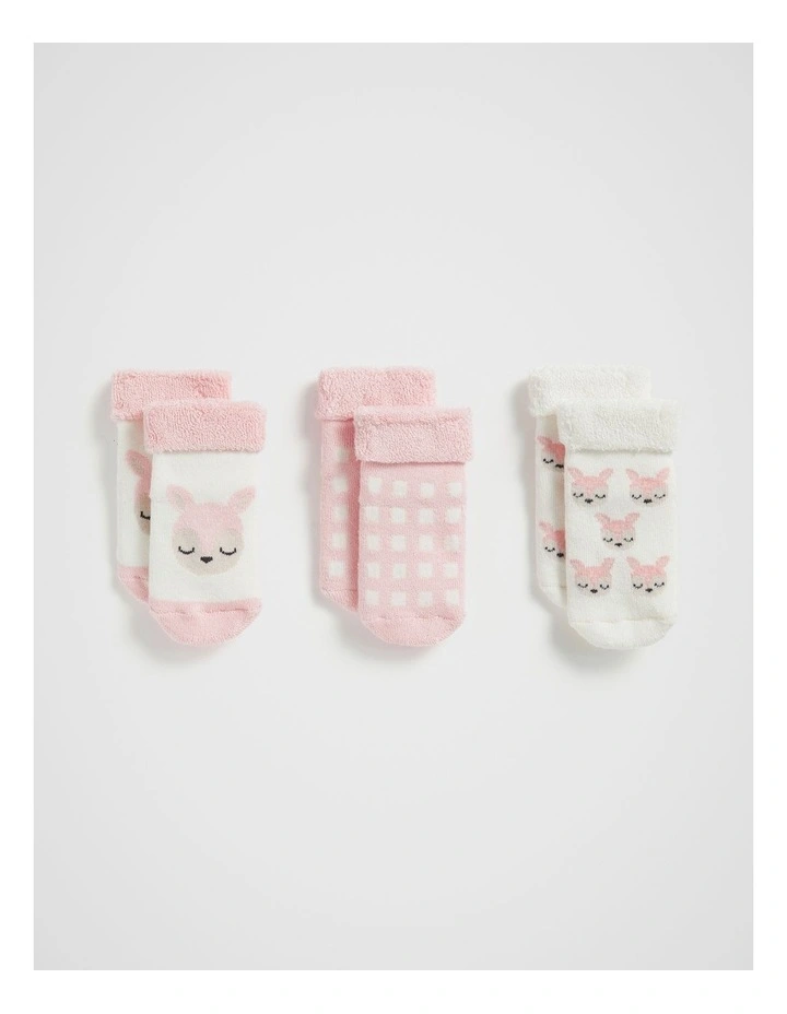 Deer Sock 3 Pack in Dusty Rose