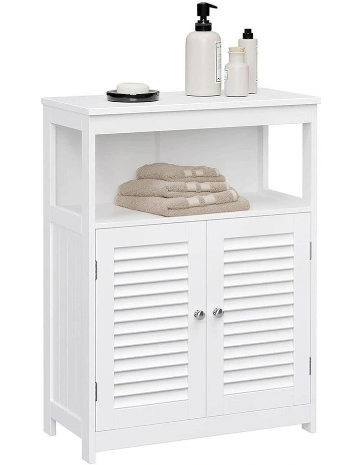 Floor Cabinet with Shelf and 2 Doors in White