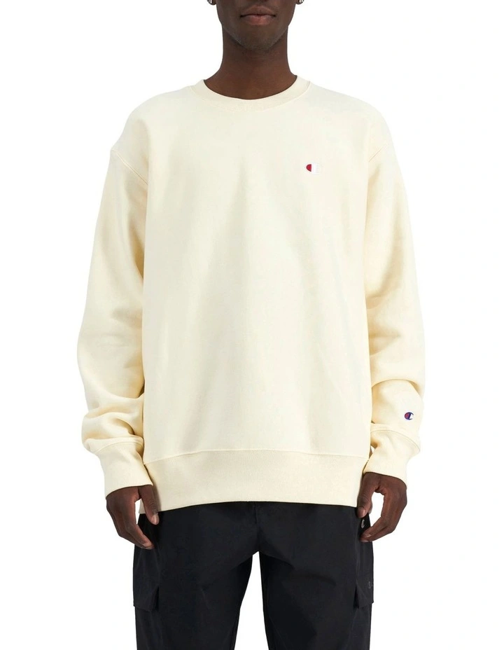 Reverse Weave Crew in Cream