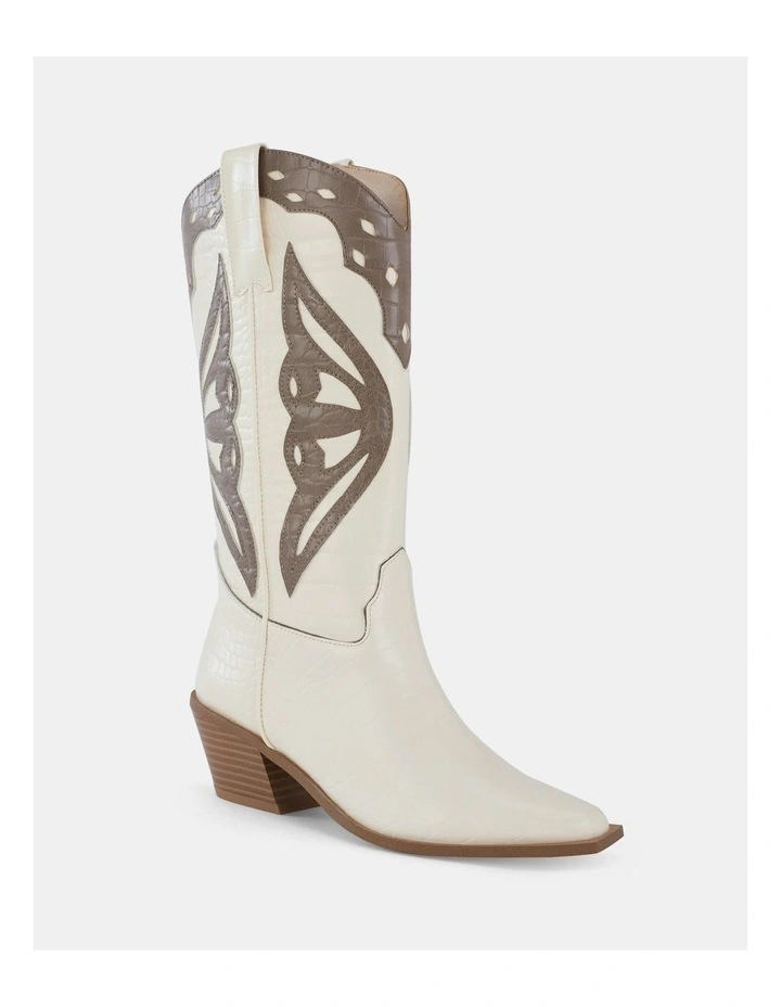 Yeehaw Cowboy Boots in Taupe Multi