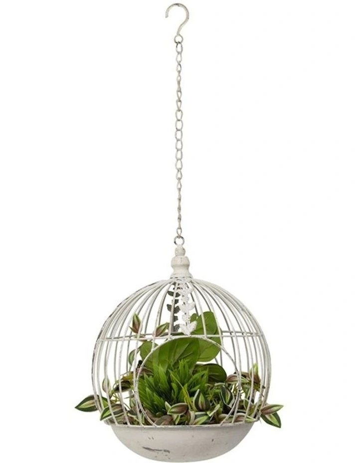 Round Hanging Garden Ornament Birdfeeder in White
