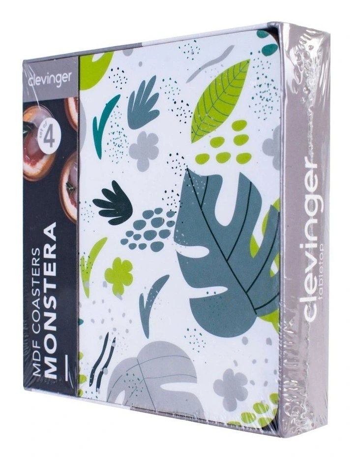 MDF Coasters Monstera Set of 4 in Multi