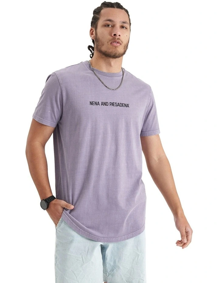 Friction Dual Curved T-shirt in Pigment Purple Ash