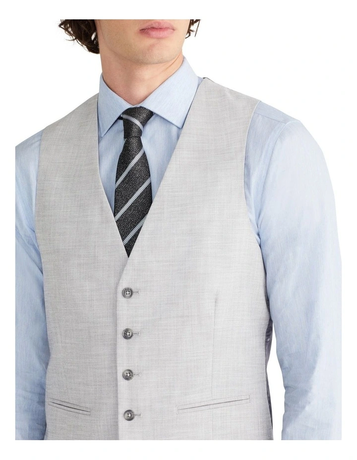 Sharkskin Slim Suit Vest in Plain Grey