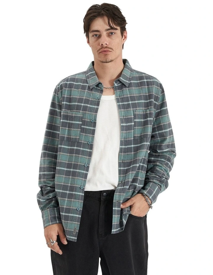 Tartan Tempo Casual Long Sleeve Shirt in Spray Green Check