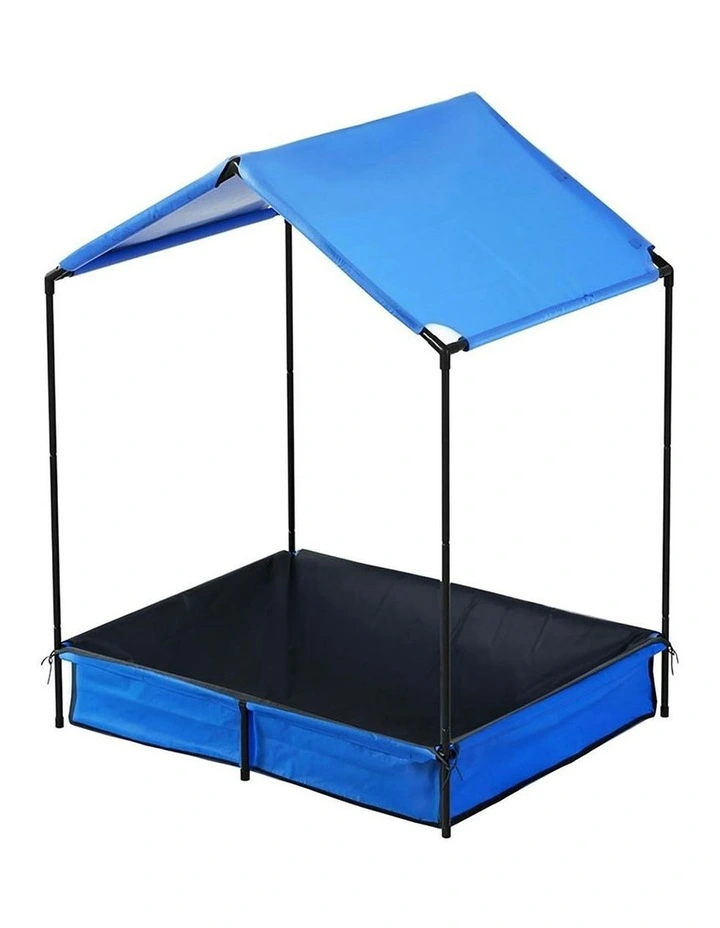 Sandpit Metal Sandbox Sand Pit with Canopy Cover Outdoor Toys 120cm