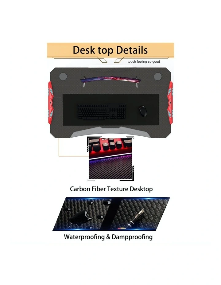 RBB Ergonomic Gaming Desk In Red