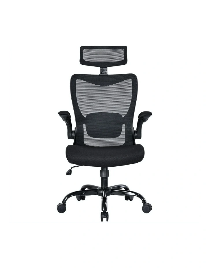 Mona Ergonomic High Back Flipped Armrest Task Chair in Black
