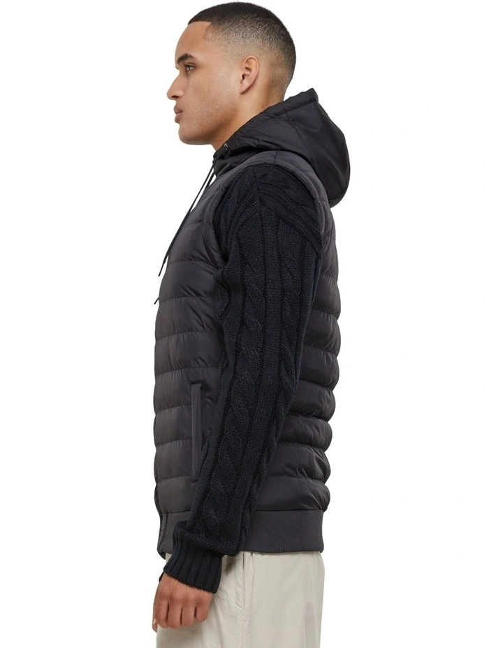 Bubble Hooded Vest in Black