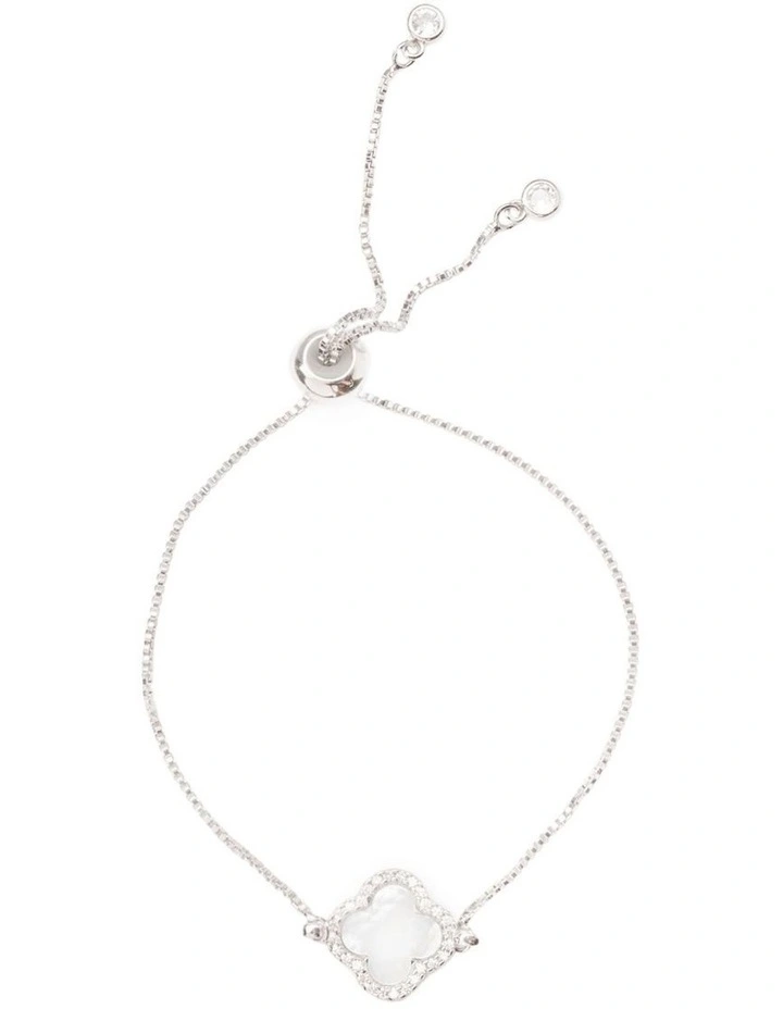 Mother Of Pearl Clover Bracelet in Silver