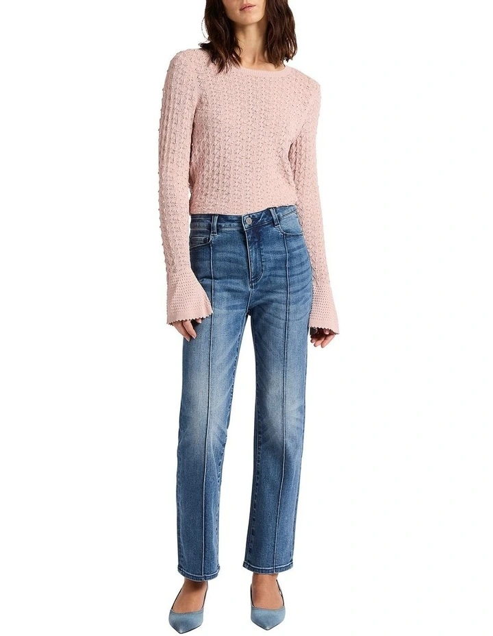 Lorena Pointelle Knit Top in Rose Water