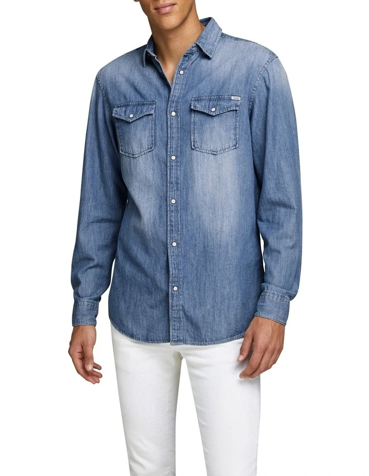Sheridan Long Sleeve Denim Shirt in Blue