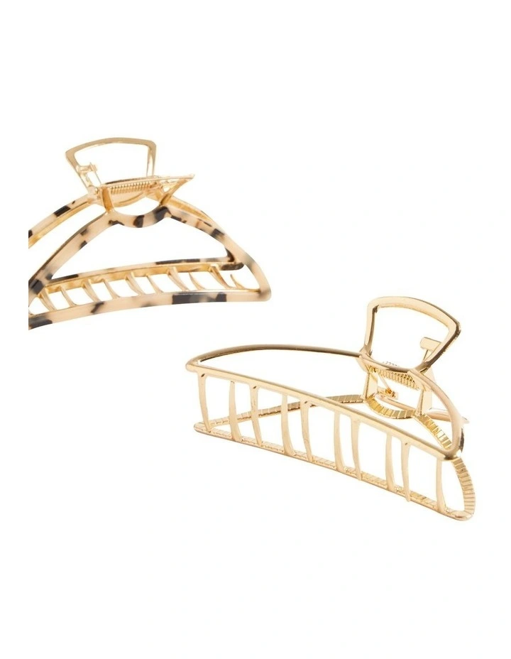 Metal Hair Claw Pack in Gold