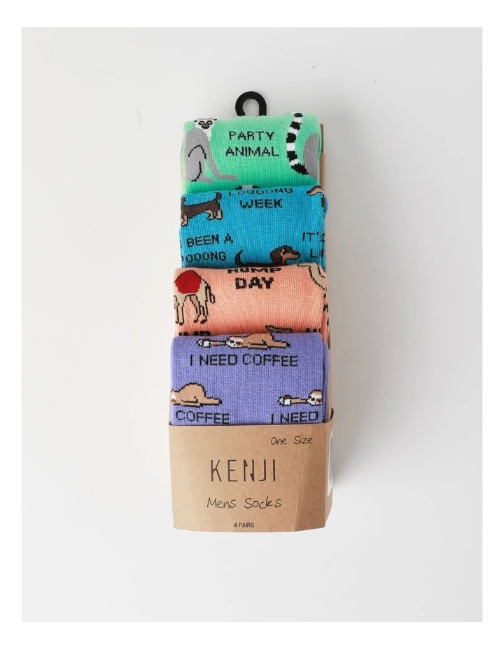 4 Pack Animals Socks in Assorted