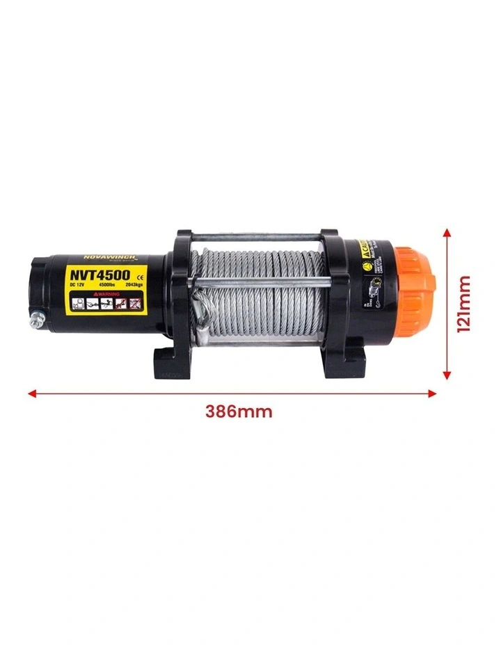 12V Electric Winch 2041Kg in Black