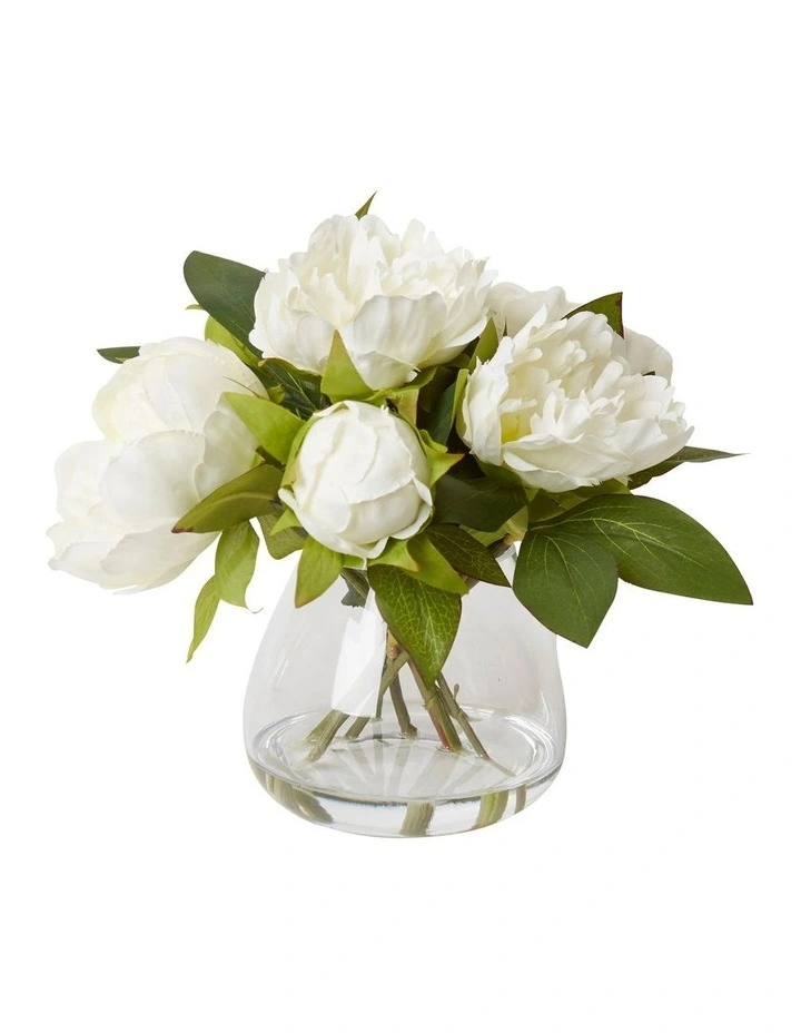 Peony Arrangement Allira Vase in White