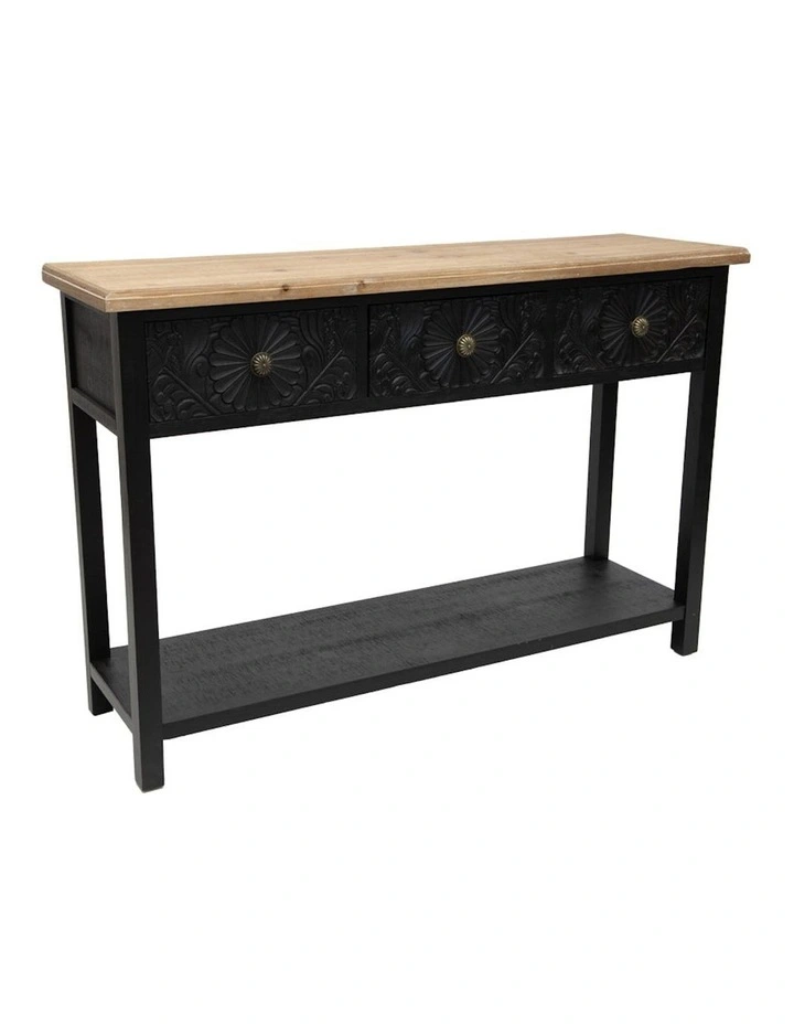 Moulded 3-Drawer Console Table in Black