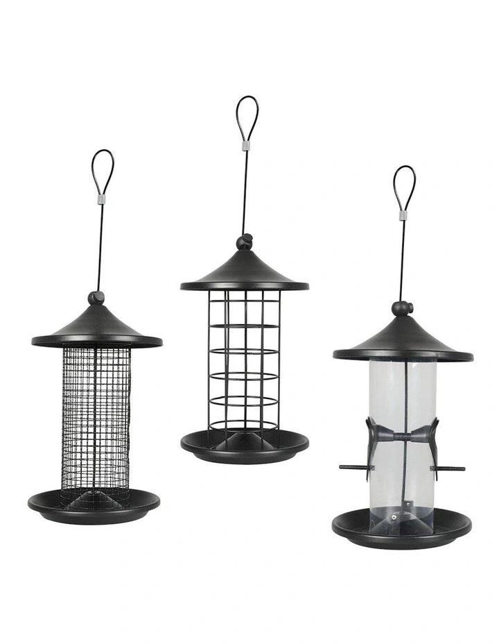 Wild Seed Container Hanging Bird Feeder in Black