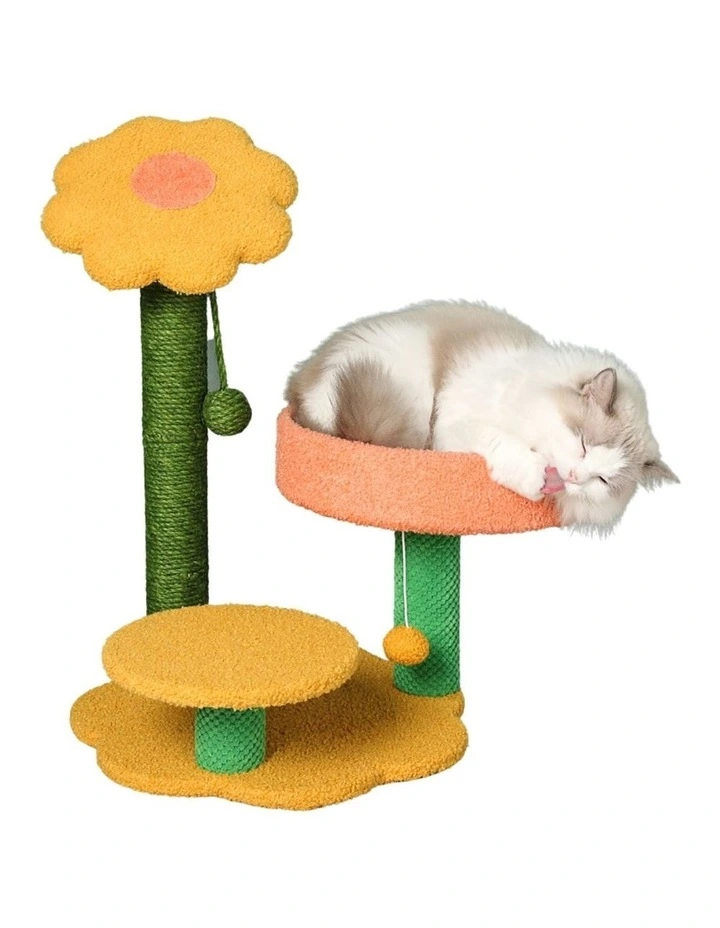 Sunflower Plush Scratching Post Pet Tree 90cm in Multi