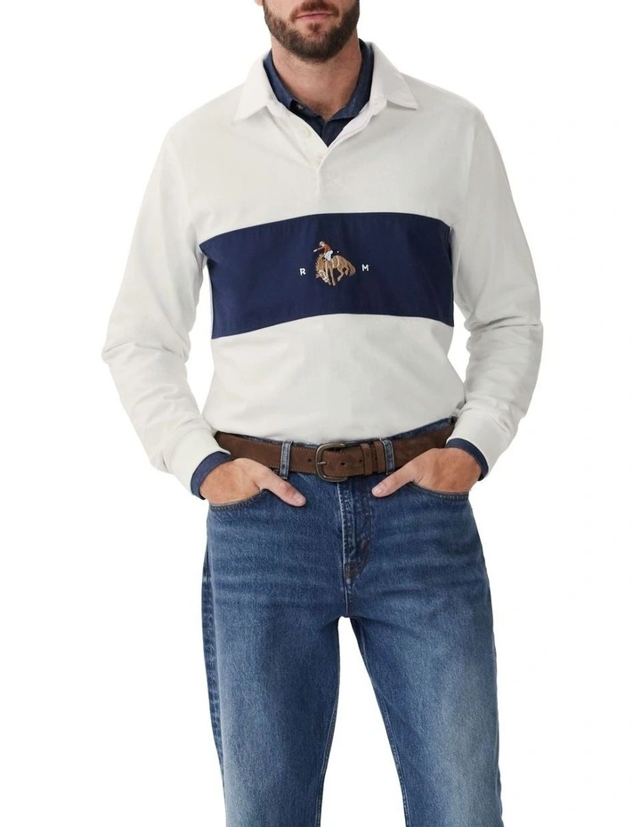 Buck Rugby Sweat Top in White