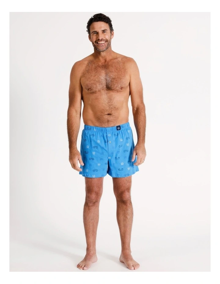 2 Pack Loose Knit Boxer Shorts Transport Me in Navy/Mid Blue