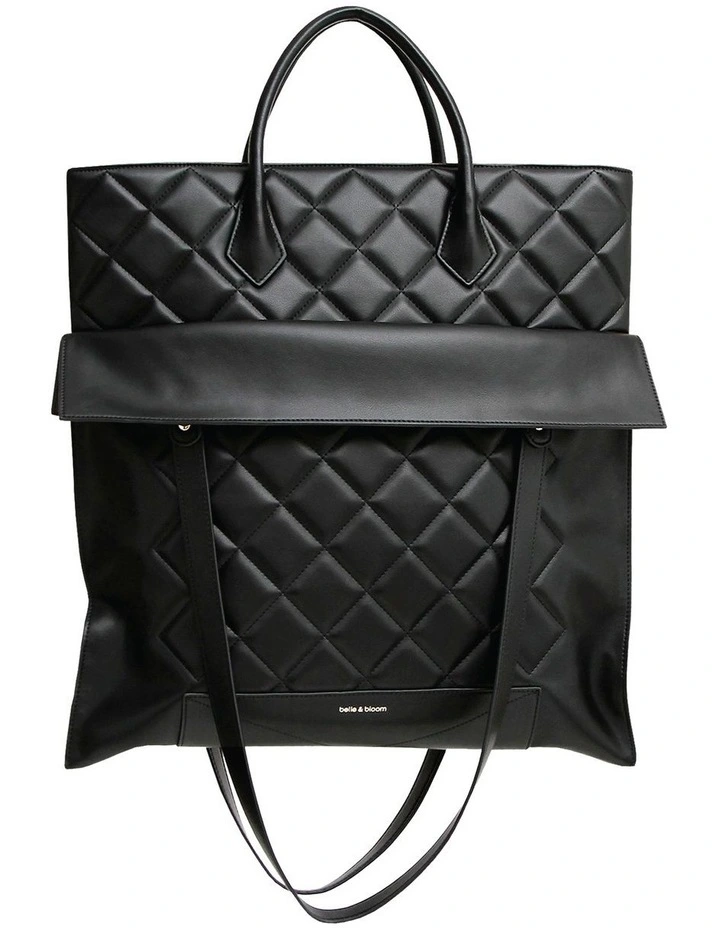 Lost Lovers Quilted Leather Tote in Black