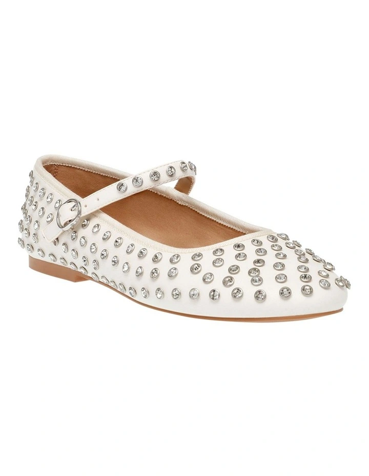 Vinetta-R Rhinestone Flat in Coconut Milk