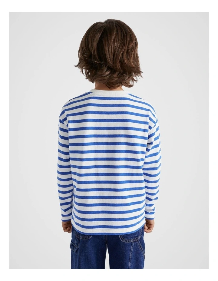 Core Rugby Pocket Tee in Cobalt Stripe
