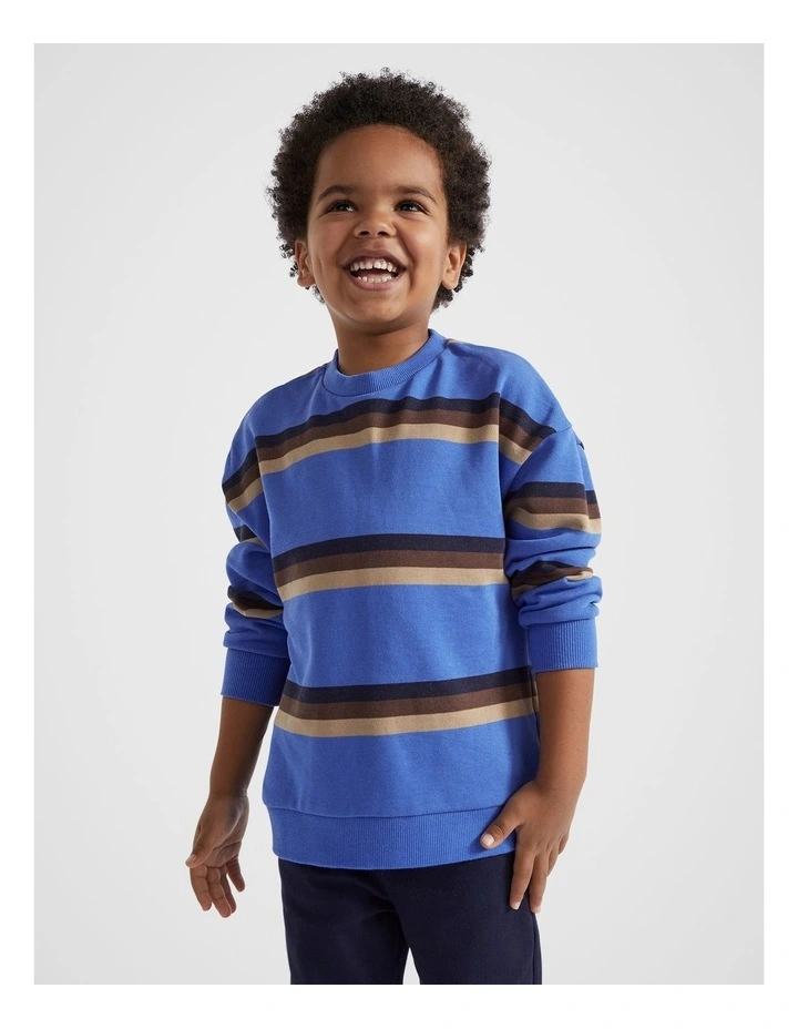 Stripe Sweat Top in Cobalt Stripe