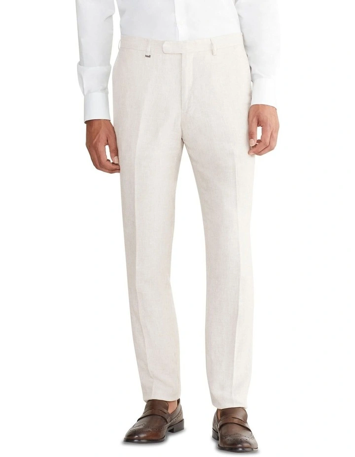 Slub Fine Check Slim Casual Pant in Cream