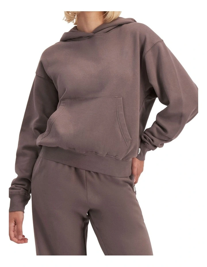 Cotton Fleece Hoodie Sweats in Smokey Mauve