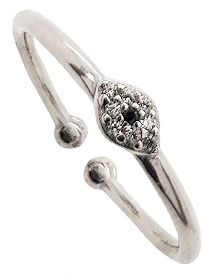 Just Must Adjustable White Zirconia Silver Ring
