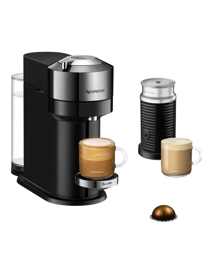 Vertuo Next Dark Chrome Deluxe Capsule Coffee Machine with Aeroccino BNV570DCR