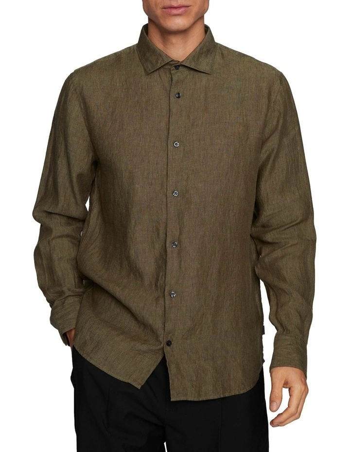Marc Long Sleeve Shirt in Olive Night