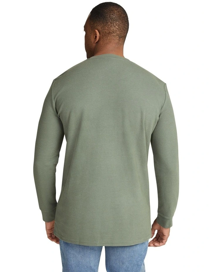Regal Waffle Long Sleeve Top in Sage Green