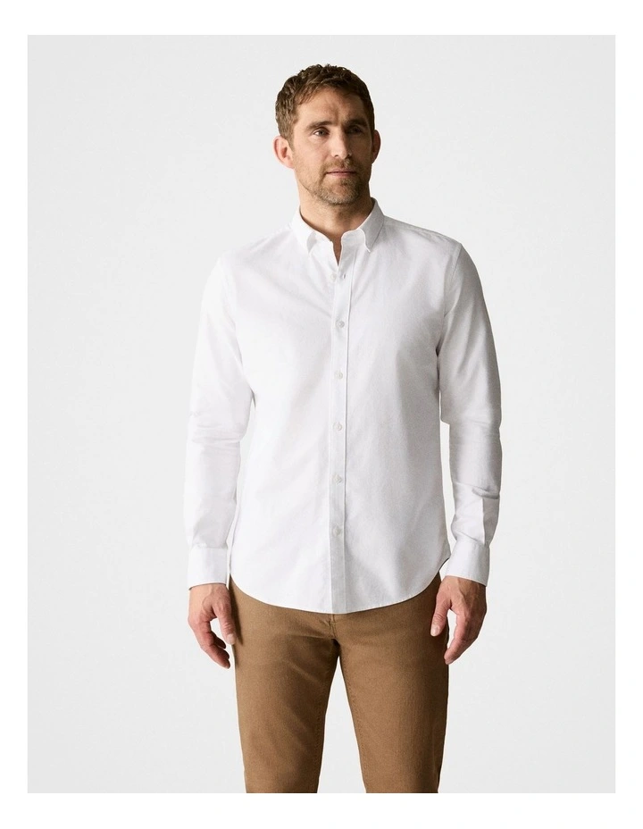 Organically Grown Cotton Oxford Shirt in White