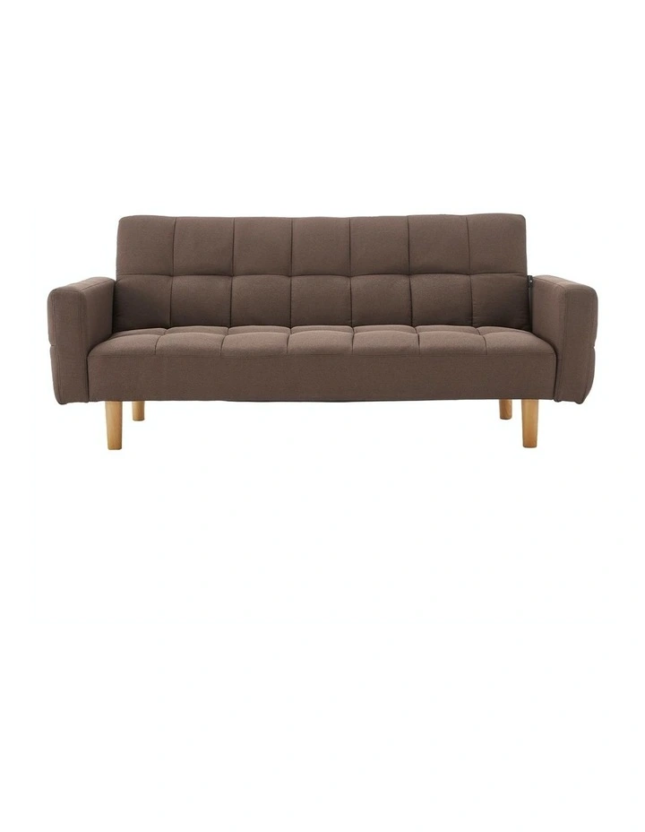 3 Seater Sarantino M3020 Linen Fabric Sofa Bed Lounge Couch Modular Furniture Brown
