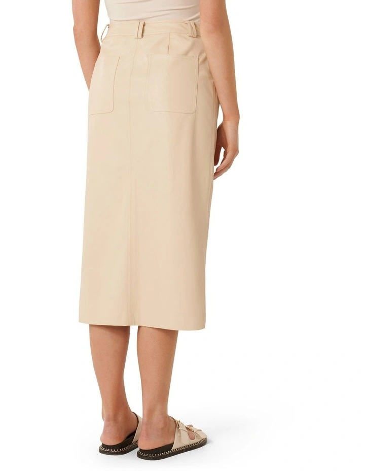 Tiana PU Midi Skirt in Cream
