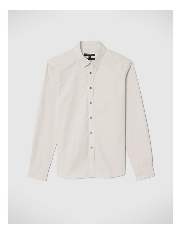 Relaxed Casual Long Sleeve Shirt in Bone