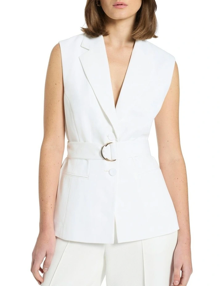 Chantal Sleeveless Jacket in Ivory